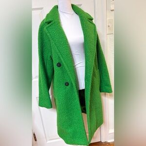 BCBGeneration Bright Green Bouclé Pea Coat
